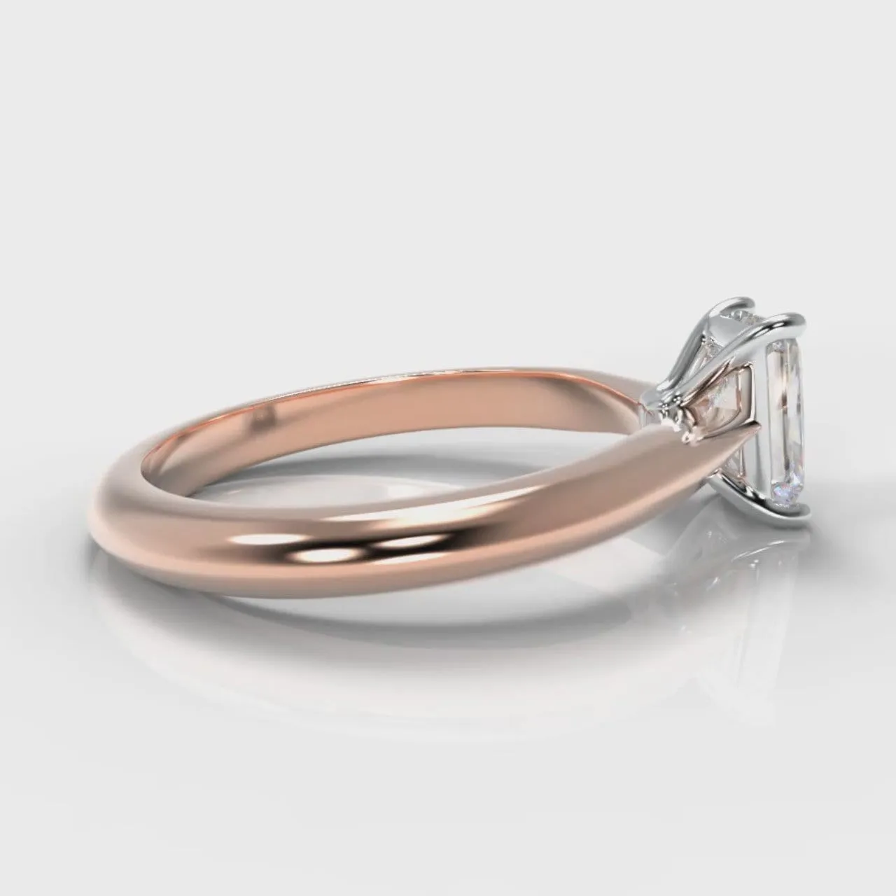 Carrée Solitaire Radiant Cut Diamond Engagement Ring - Rose Gold