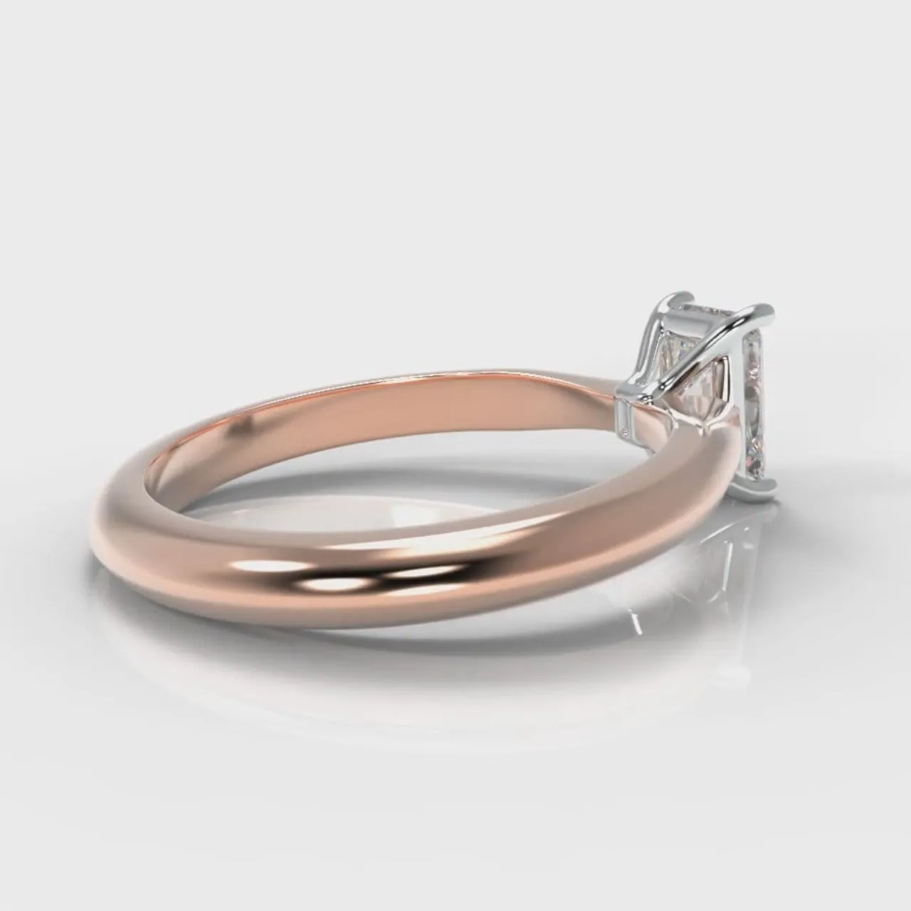 Carrée Solitaire Radiant Cut Diamond Engagement Ring - Rose Gold