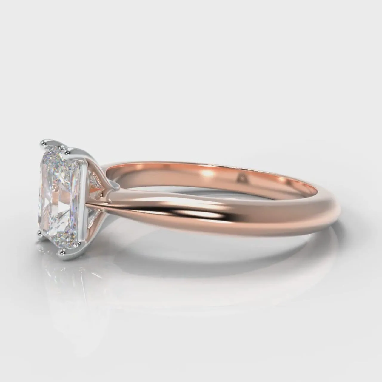 Carrée Solitaire Radiant Cut Diamond Engagement Ring - Rose Gold