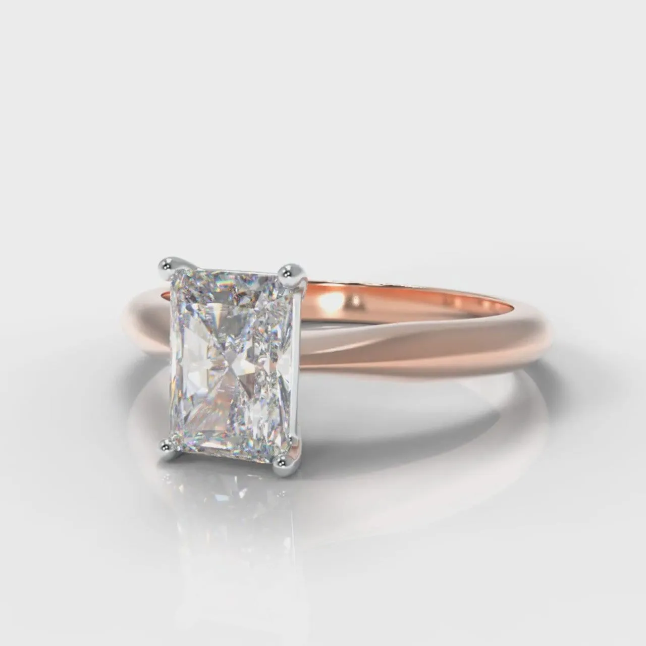 Carrée Solitaire Radiant Cut Diamond Engagement Ring - Rose Gold