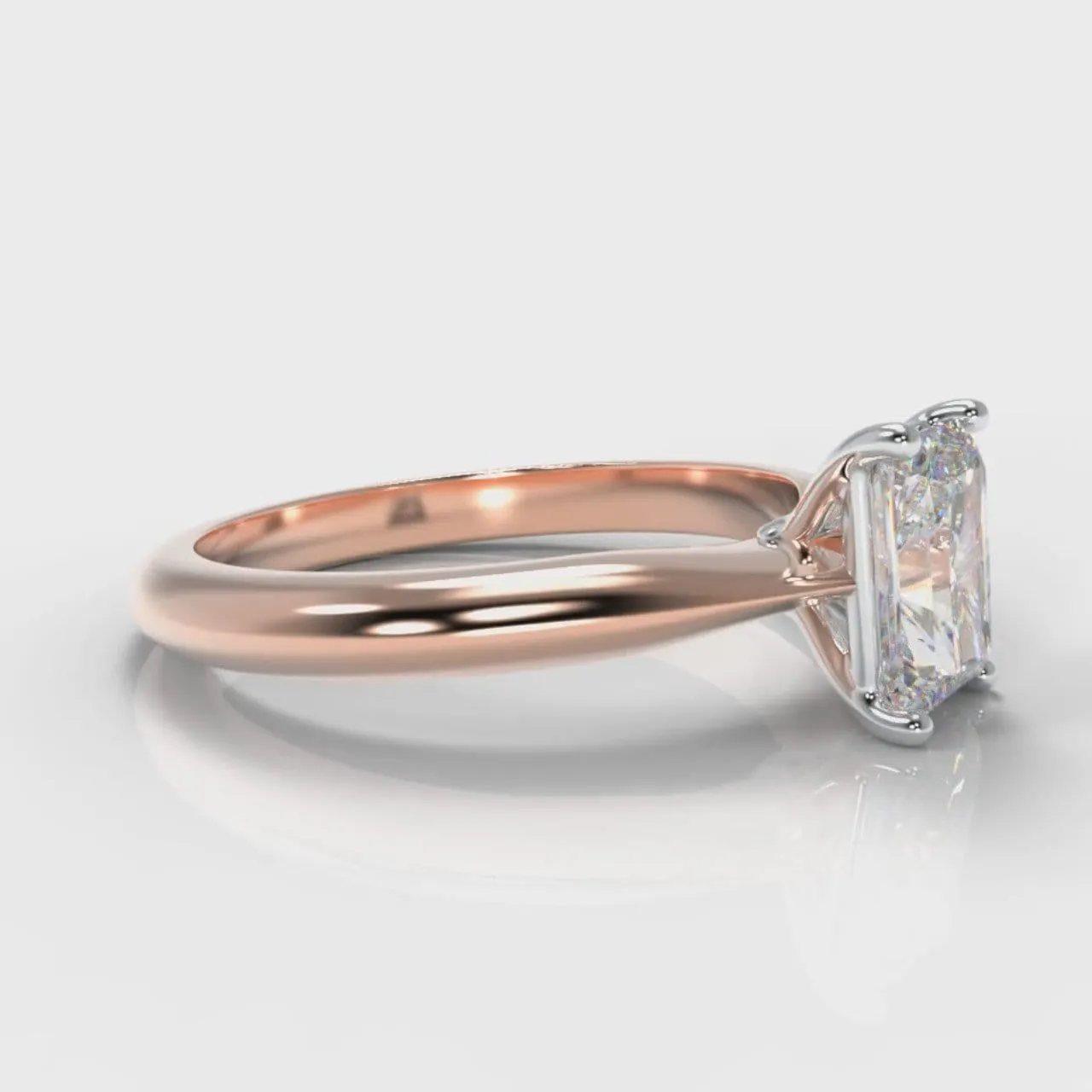 Carrée Solitaire Radiant Cut Diamond Engagement Ring - Rose Gold