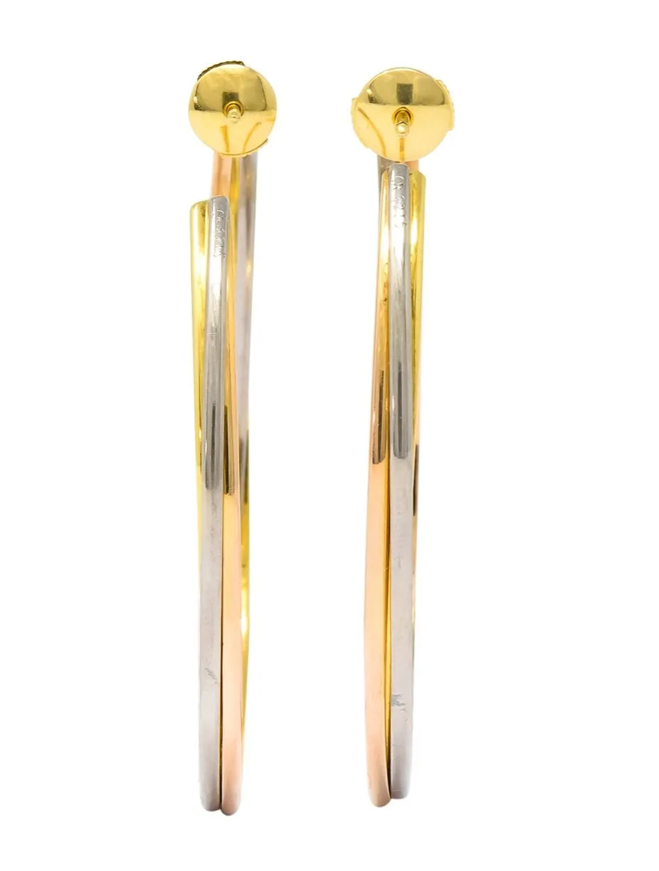 Cartier 18 Karat Gold Tri-Gold Trinity Hoop Earrings