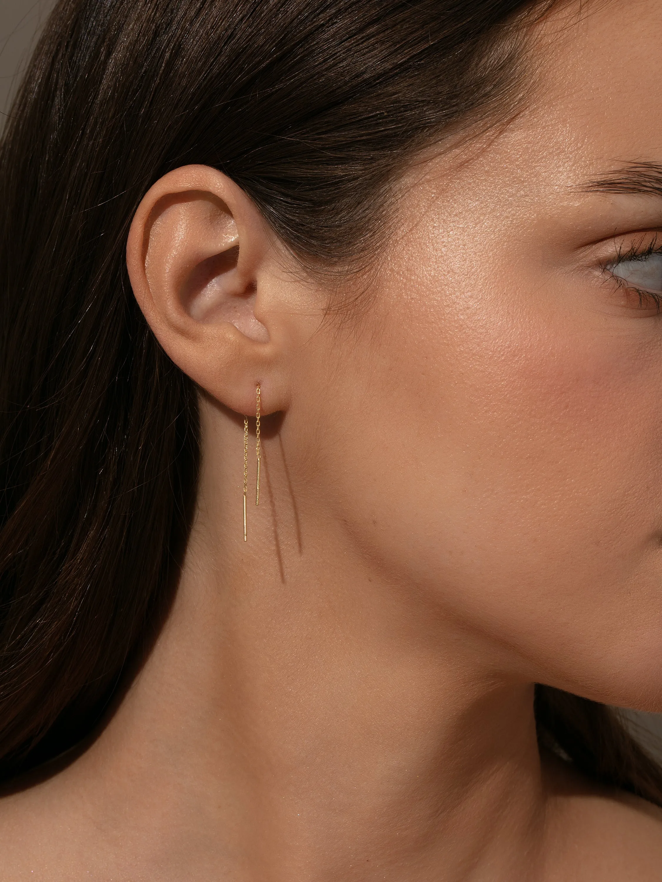 Chain and Bar Vermeil Thread Earrings