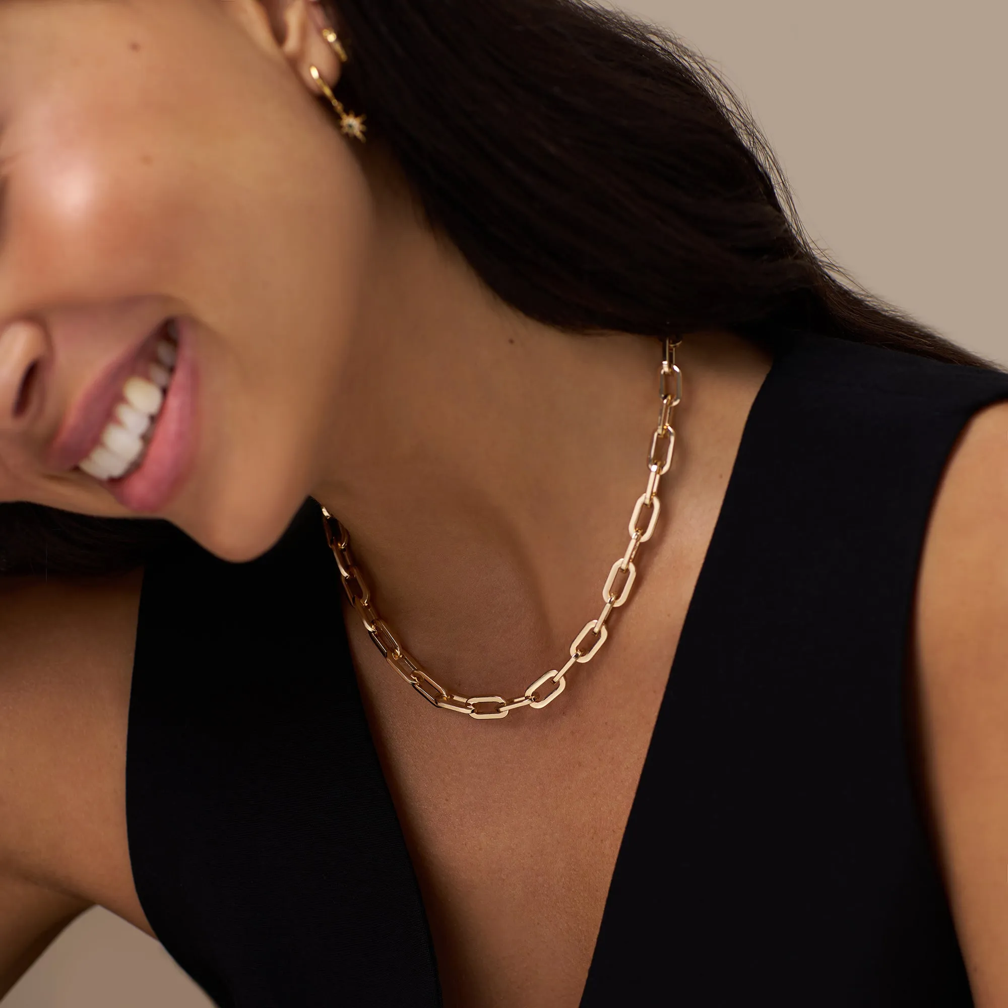 Chunky Large Link Chain Necklace - Gold