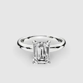 Classic Shank Lab Grown Diamond Solitaire Ring-Emerald Cut