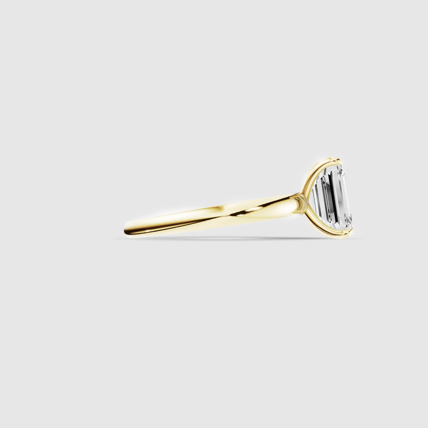 Classic Shank Lab Grown Diamond Solitaire Ring-Emerald Cut