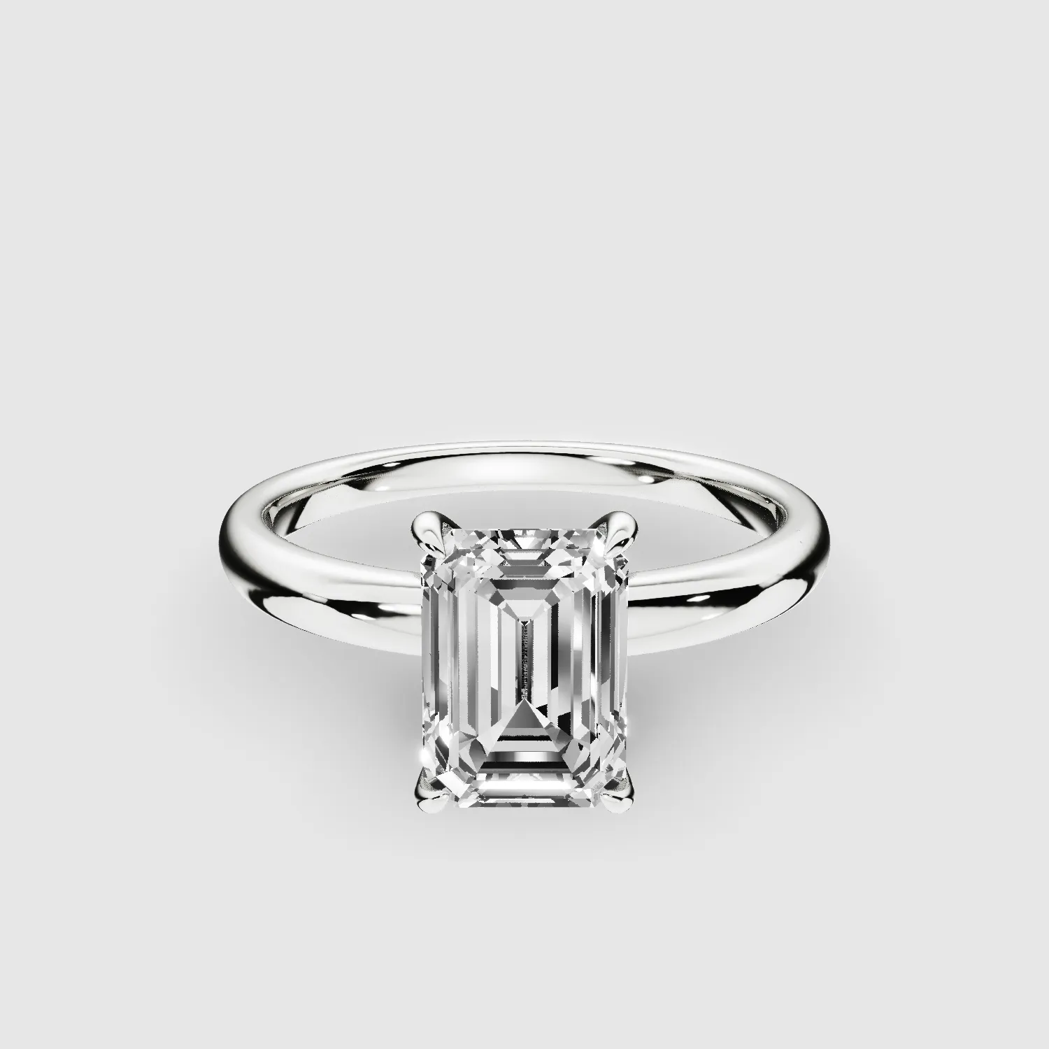 Classic Shank Lab Grown Diamond Solitaire Ring-Emerald Cut