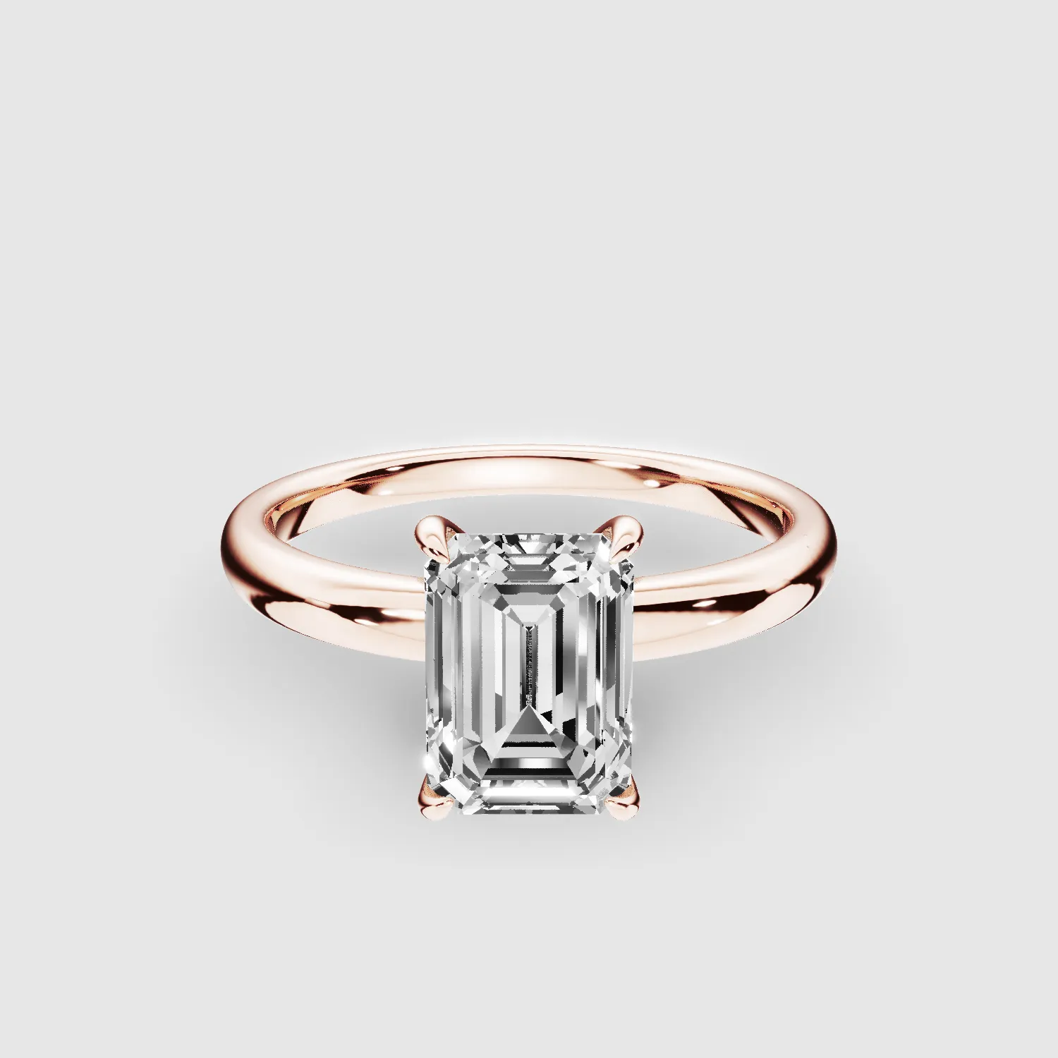 Classic Shank Lab Grown Diamond Solitaire Ring-Emerald Cut