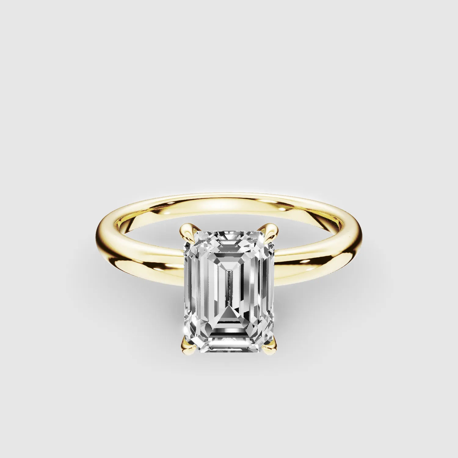 Classic Shank Lab Grown Diamond Solitaire Ring-Emerald Cut