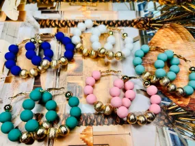 Clay & Gold Beaded Earrings