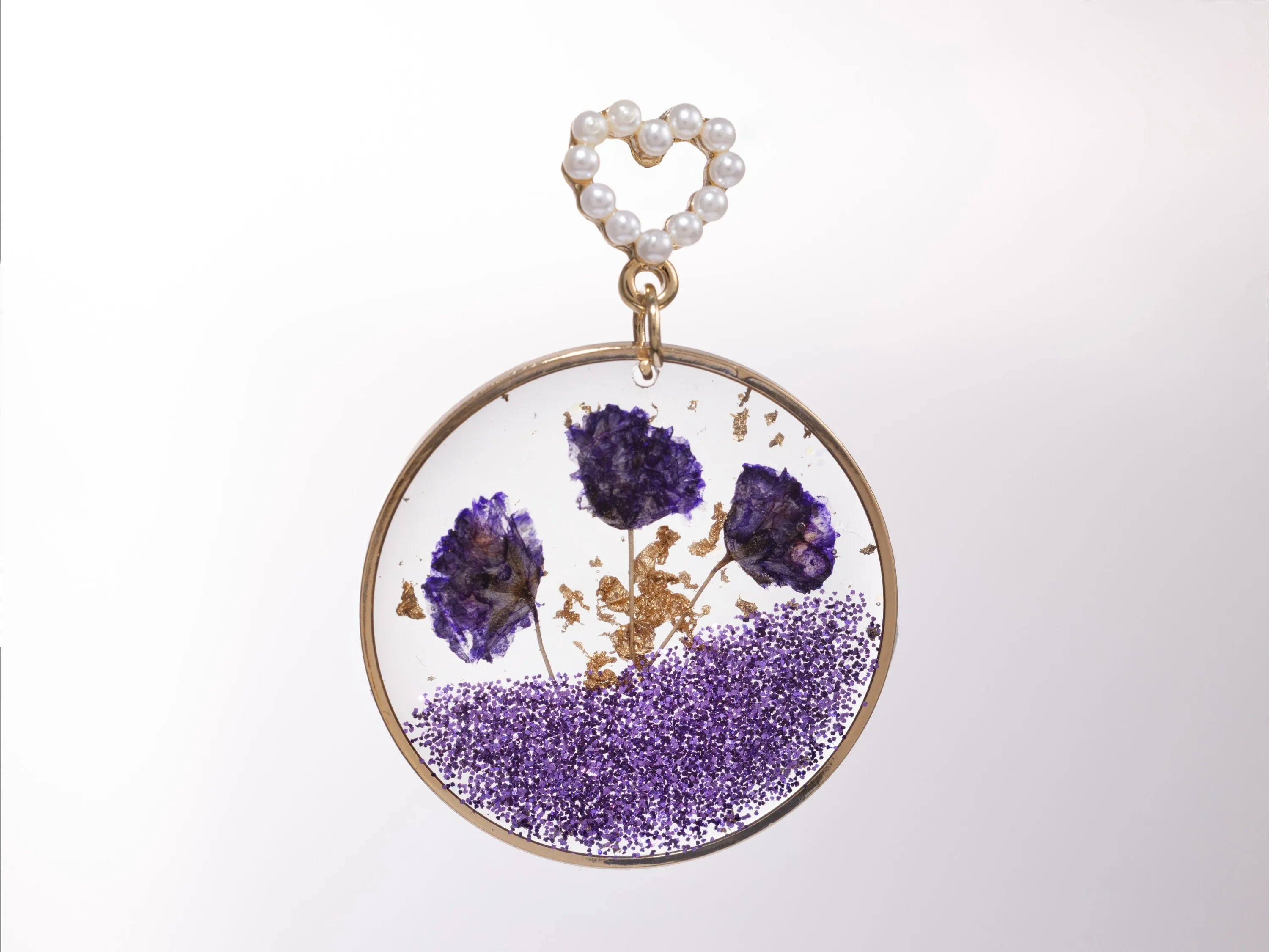 Clear Discs with Dried Flowers Earrings