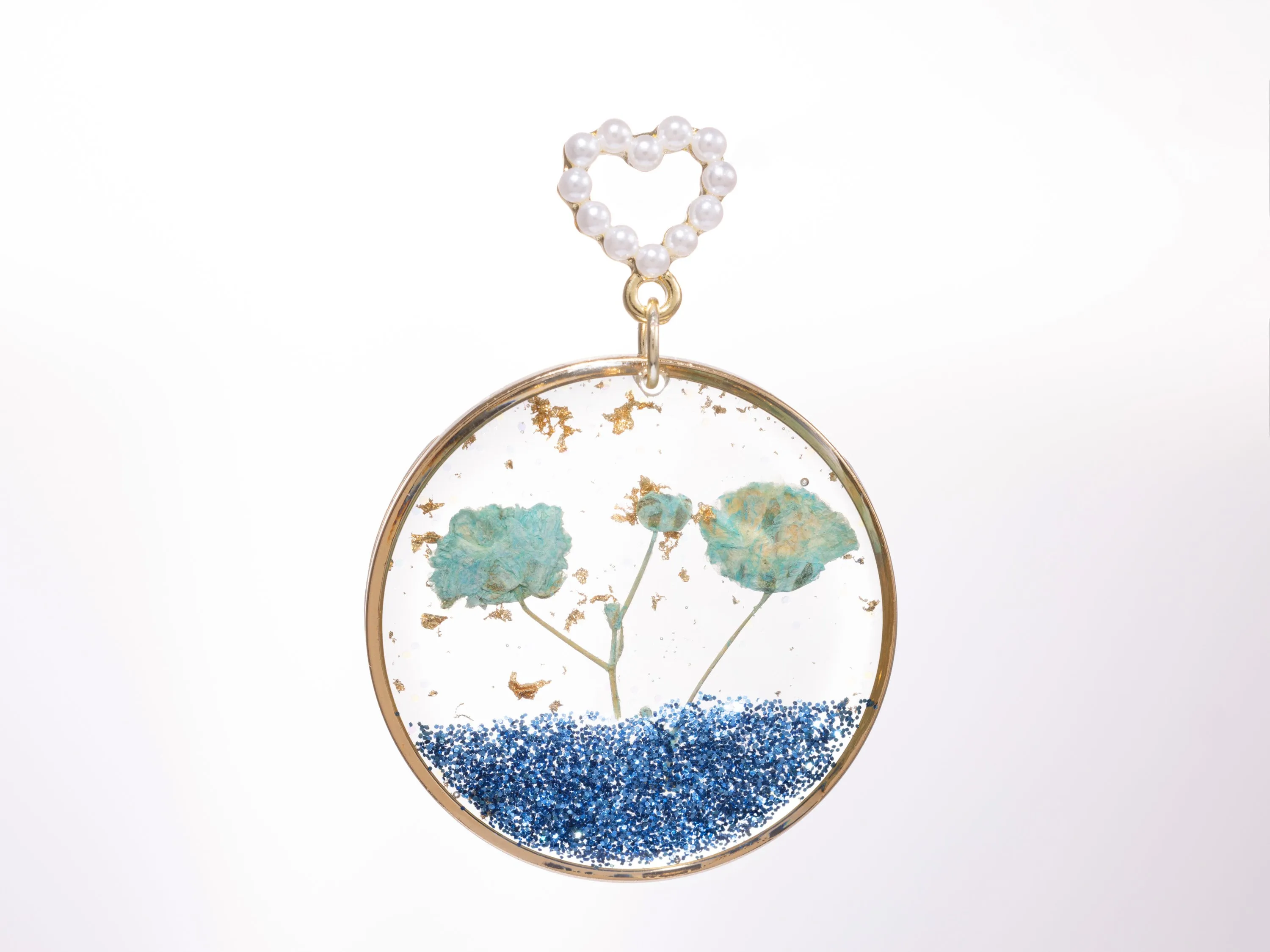 Clear Discs with Dried Flowers Earrings
