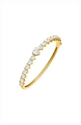 Colored Heart Tennis Bangle in Gold