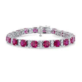 Created Ruby and Created White Sapphire Sterling Silver Tennis Bracelet