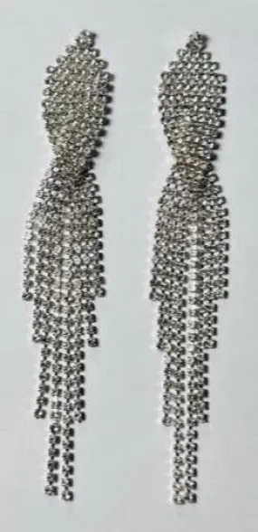 Crystal Long Tassel Drop Earrings |  Fashionable Party Earrings