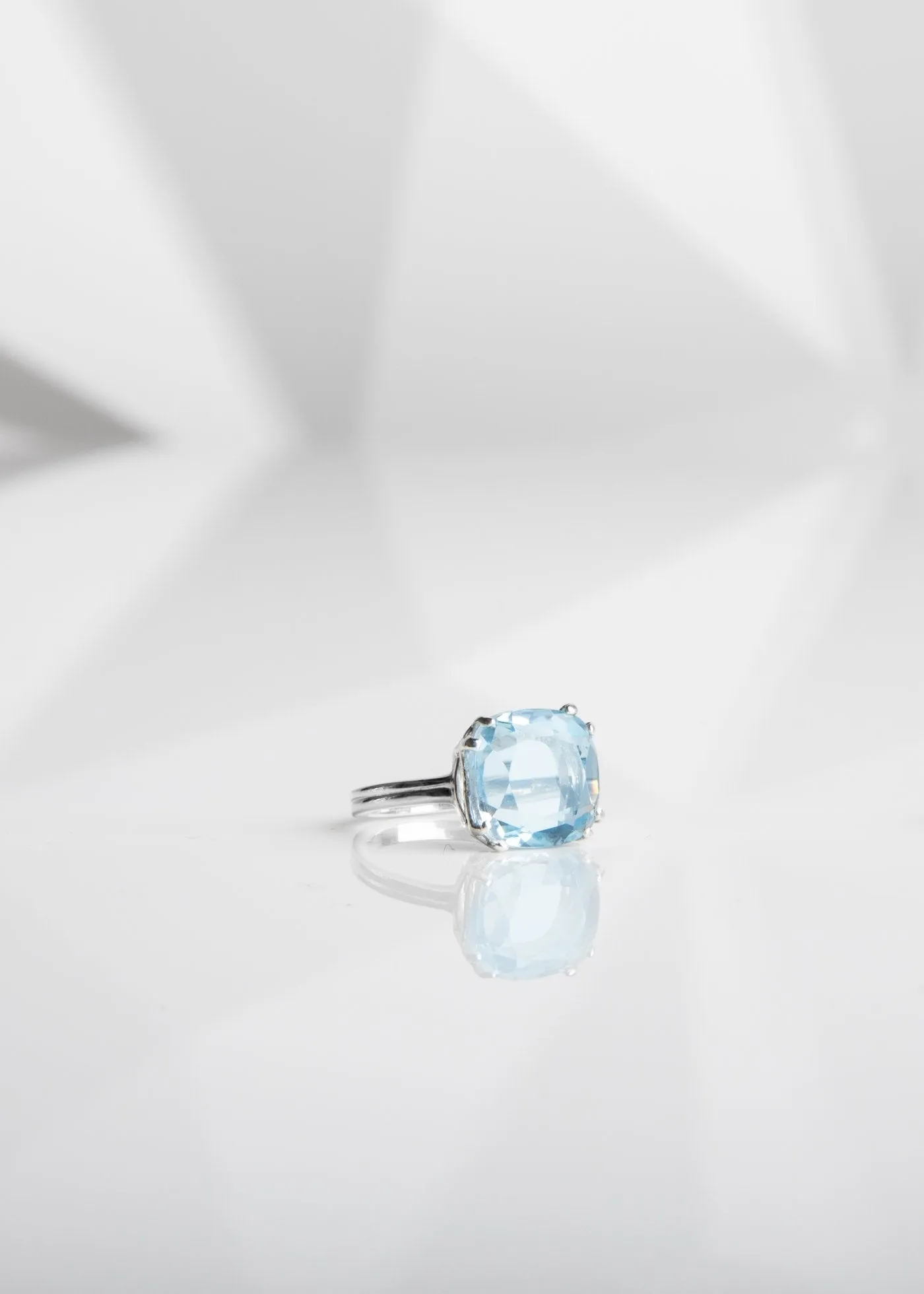 Custom Sized Sterling Ring, 12MM Cushion Cut Gemstone
