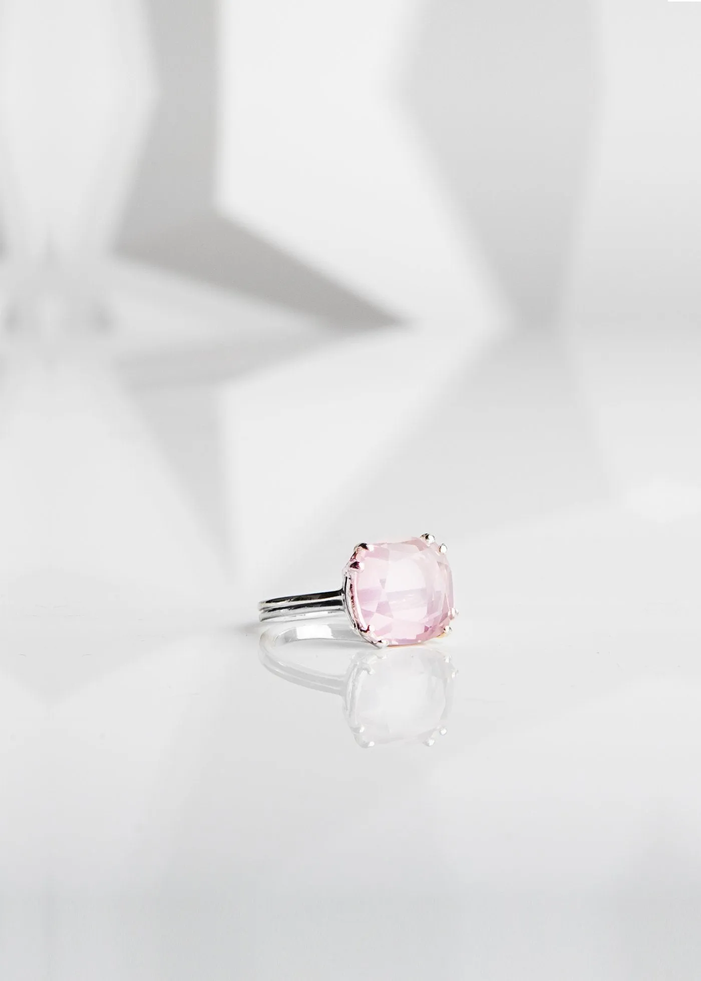 Custom Sized Sterling Ring, 12MM Cushion Cut Gemstone