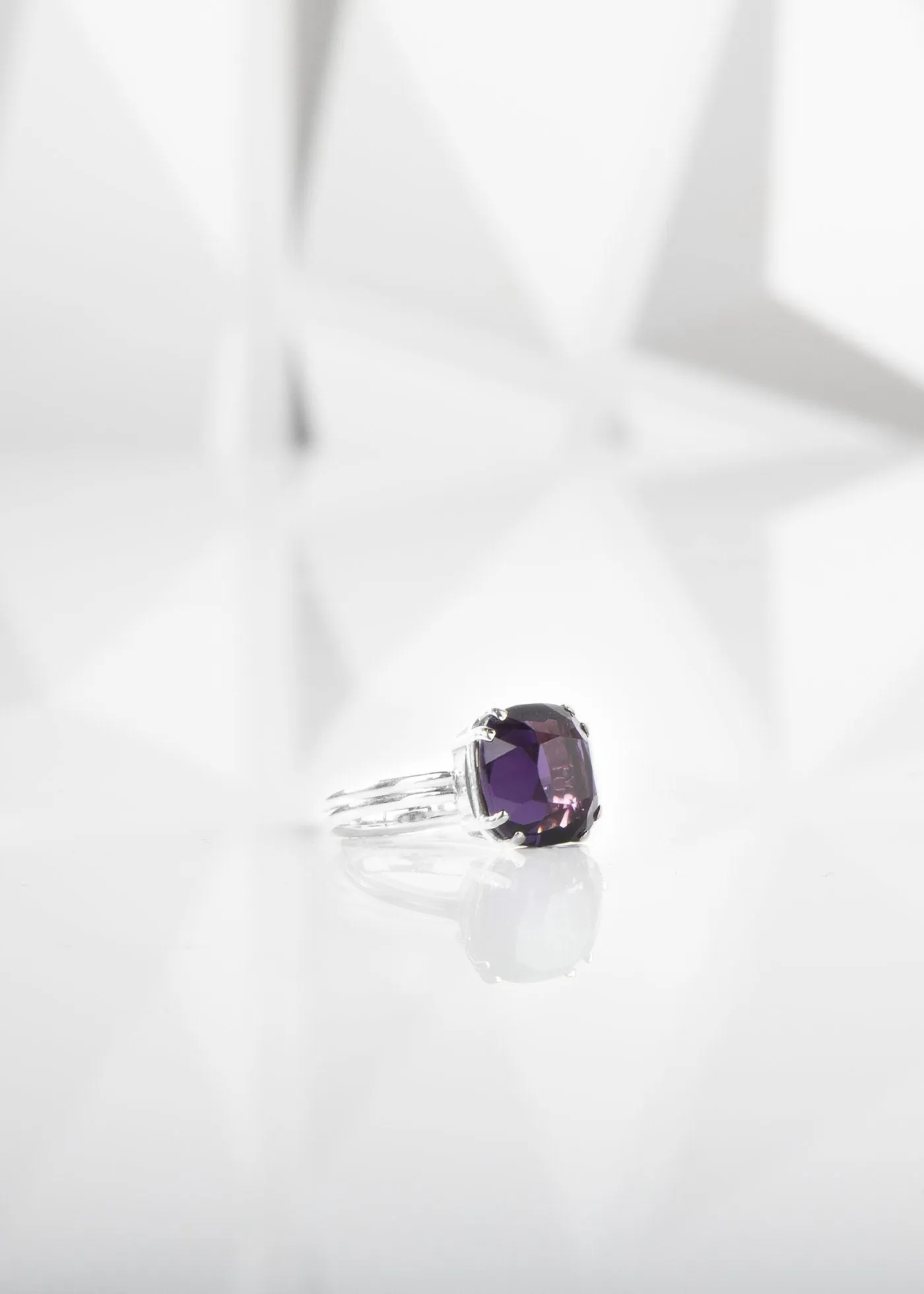 Custom Sized Sterling Ring, 12MM Cushion Cut Gemstone
