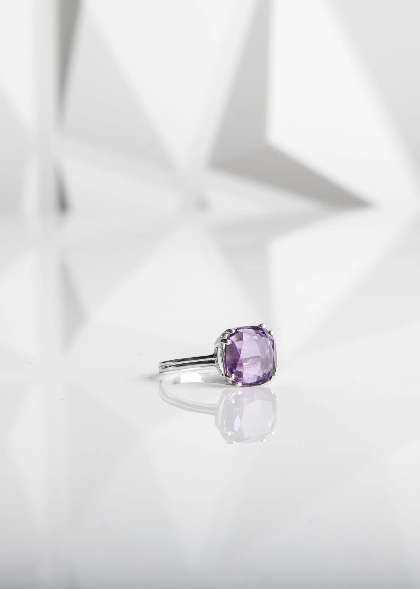 Custom Sized Sterling Ring, 12MM Cushion Cut Gemstone