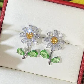 CZ Delicate Flower Stud Earrings