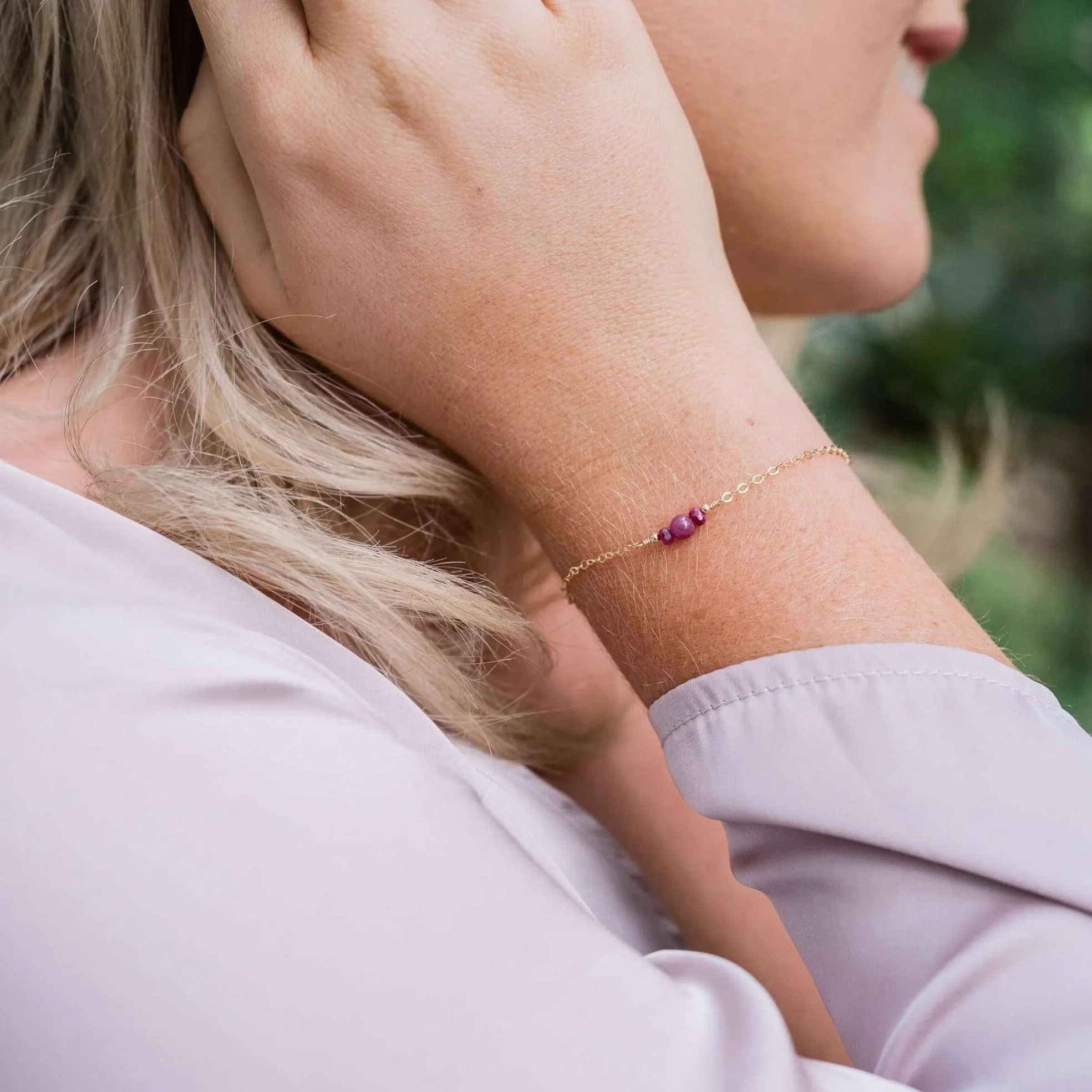 Dainty Ruby Gemstone Bracelet