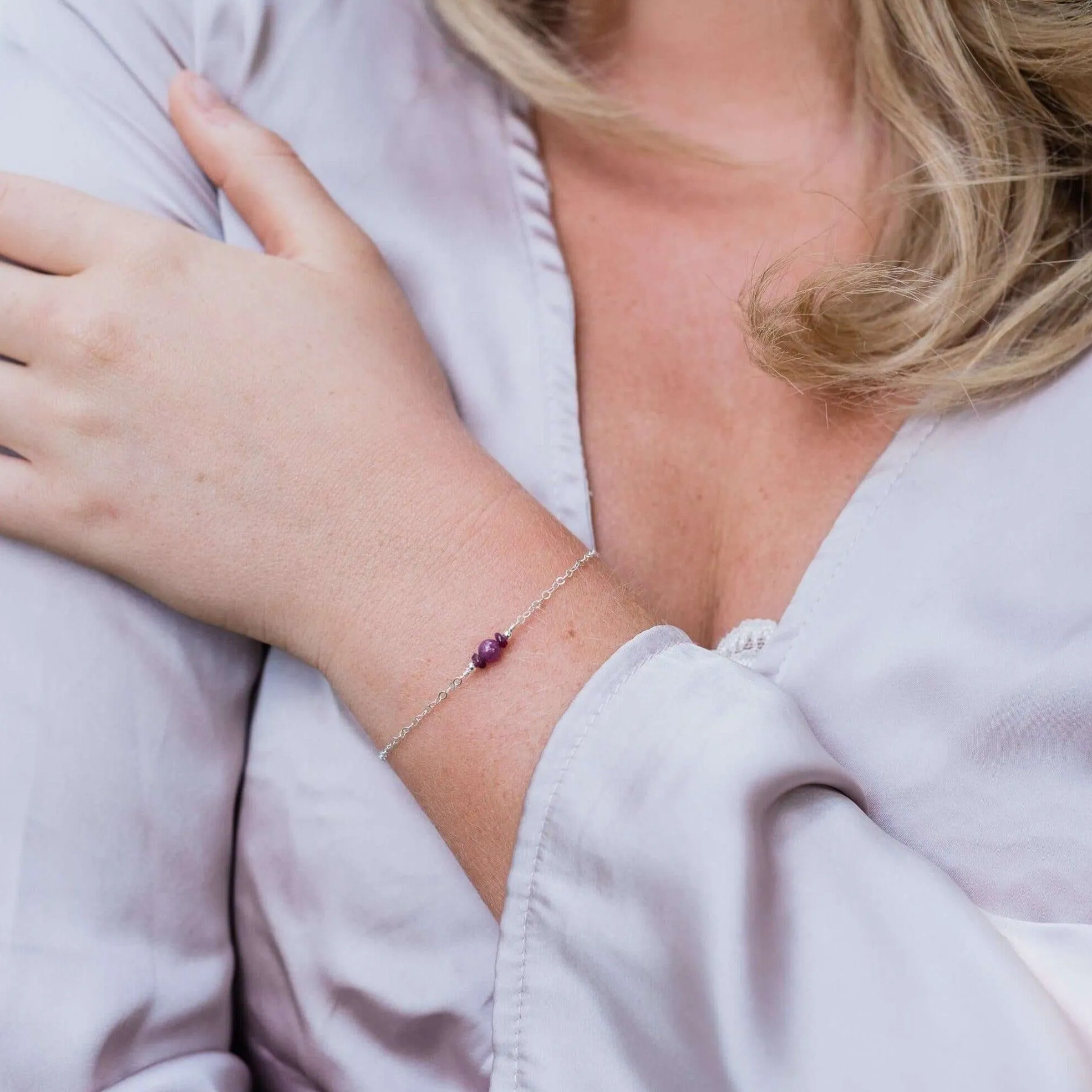 Dainty Ruby Gemstone Bracelet