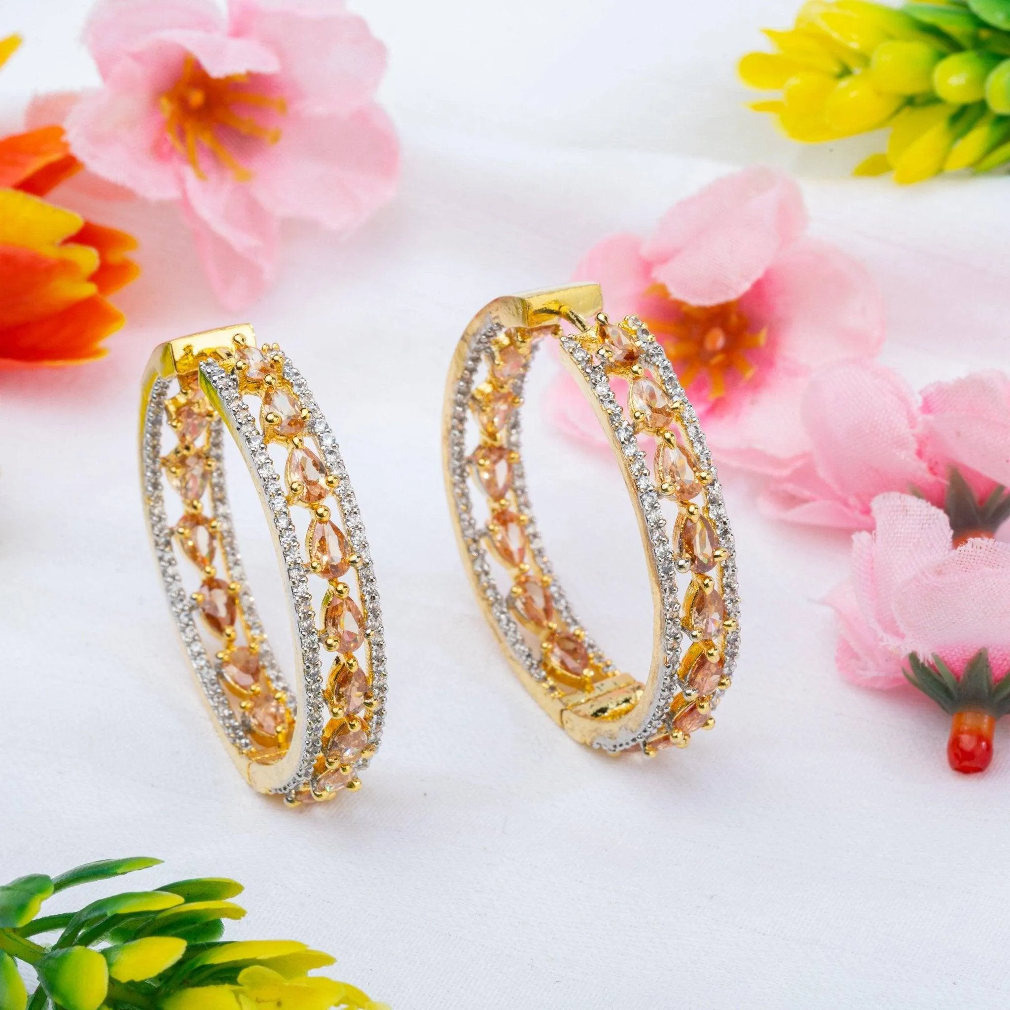 Daisy - American Diamond Hoop Earrings in Five Colours