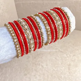 Daisy Small Red Bangles Set