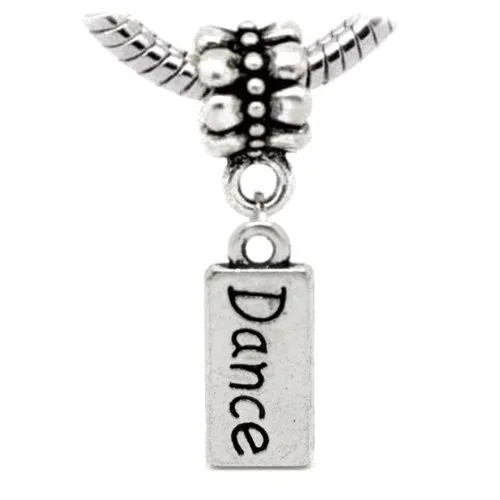 Dance Charm Dangle European Bead Compatible for Most European Snake Chain Charm Bracelet