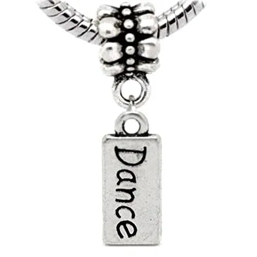Dance Charm Dangle European Bead Compatible for Most European Snake Chain Charm Bracelet