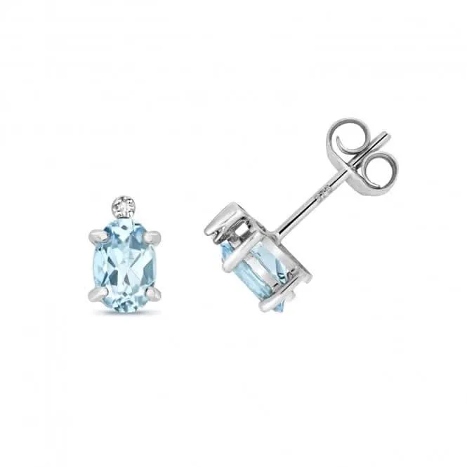 Diamond & Aquamarine Stud Earrings ED268WAQ