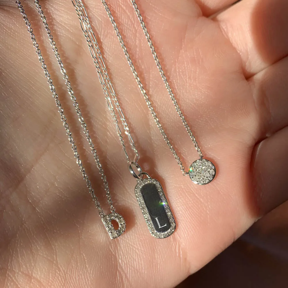 Diamond Bar Necklace in Silver
