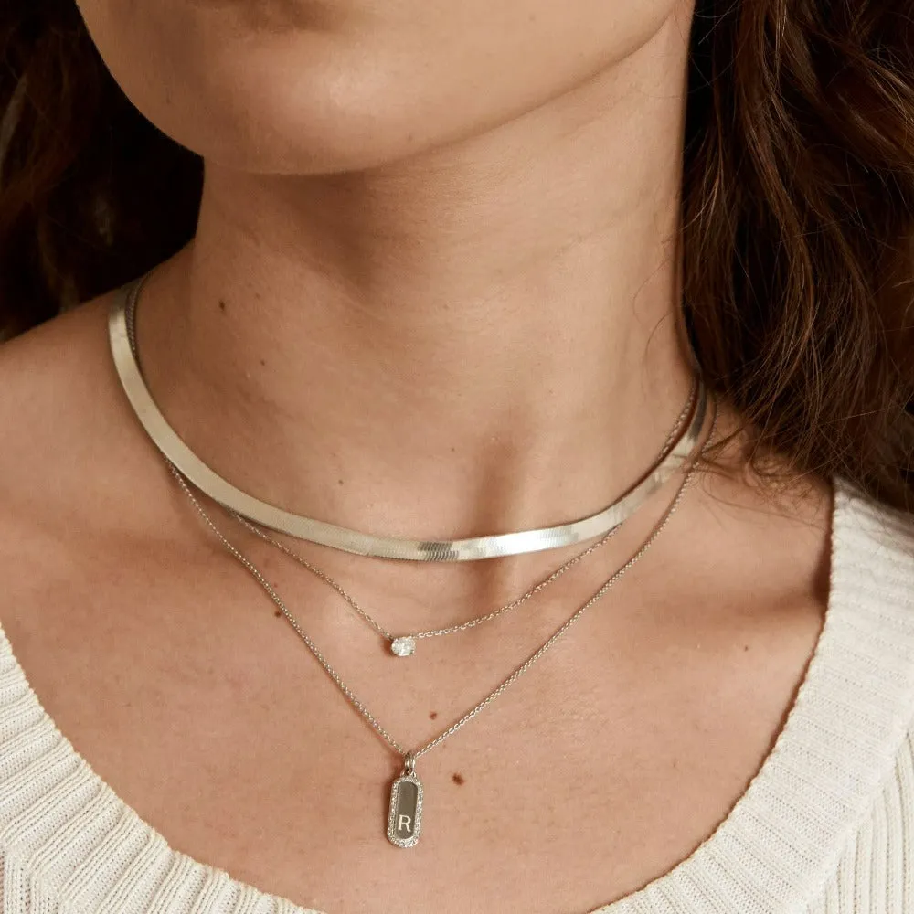 Diamond Bar Necklace in Silver