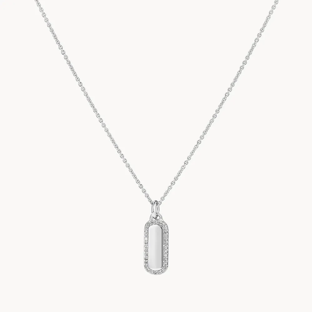 Diamond Bar Necklace in Silver