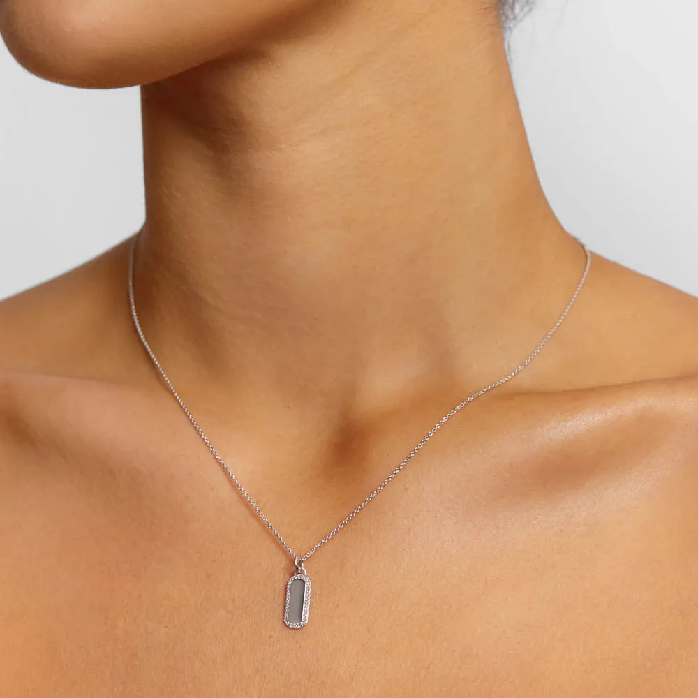Diamond Bar Necklace in Silver