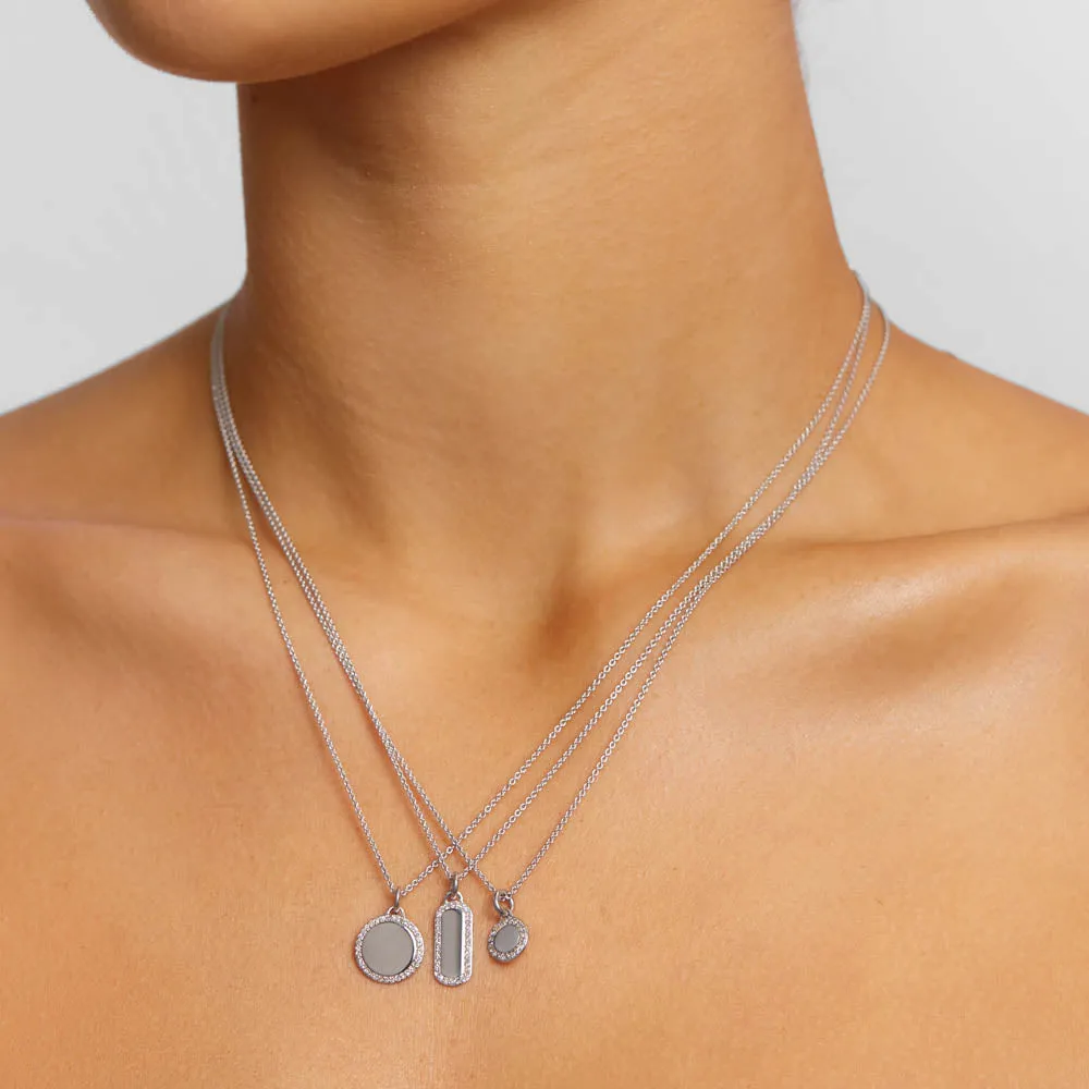 Diamond Bar Necklace in Silver