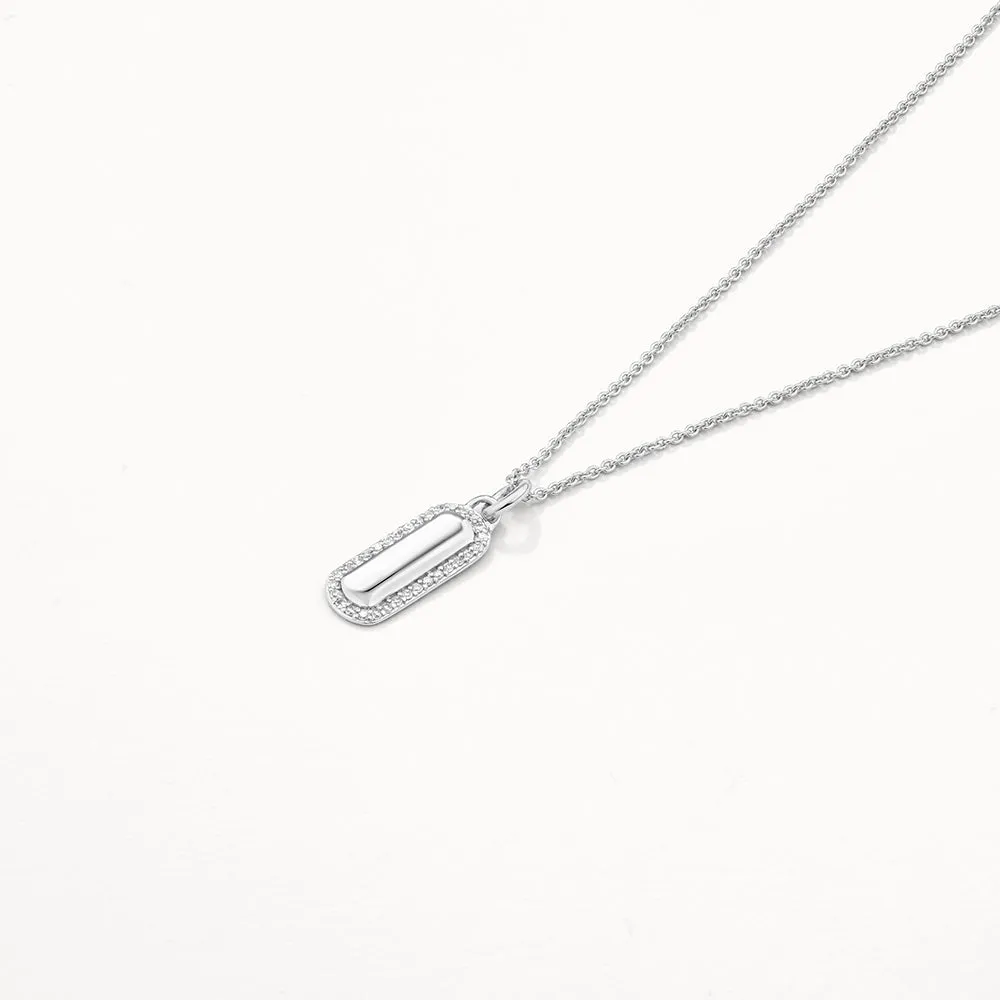 Diamond Bar Necklace in Silver