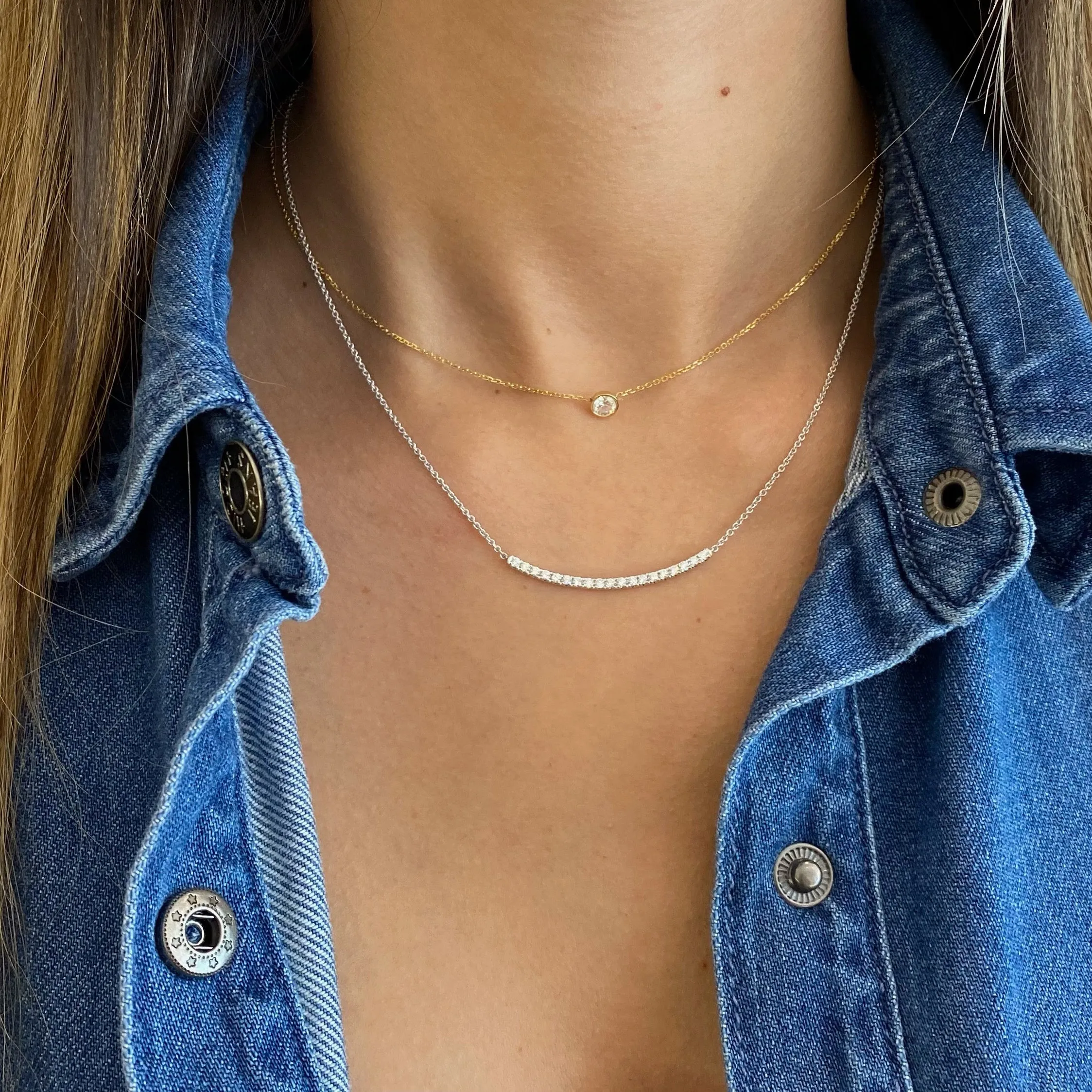 Diamond Curved Bar Necklace