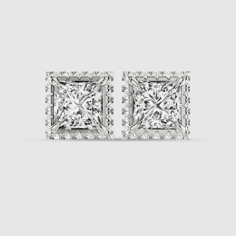 Donut Halo Lab Grown Diamond Studs-Princess