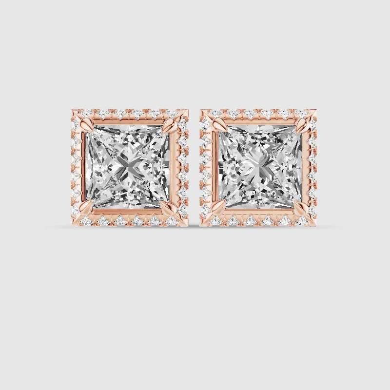 Donut Halo Lab Grown Diamond Studs-Princess
