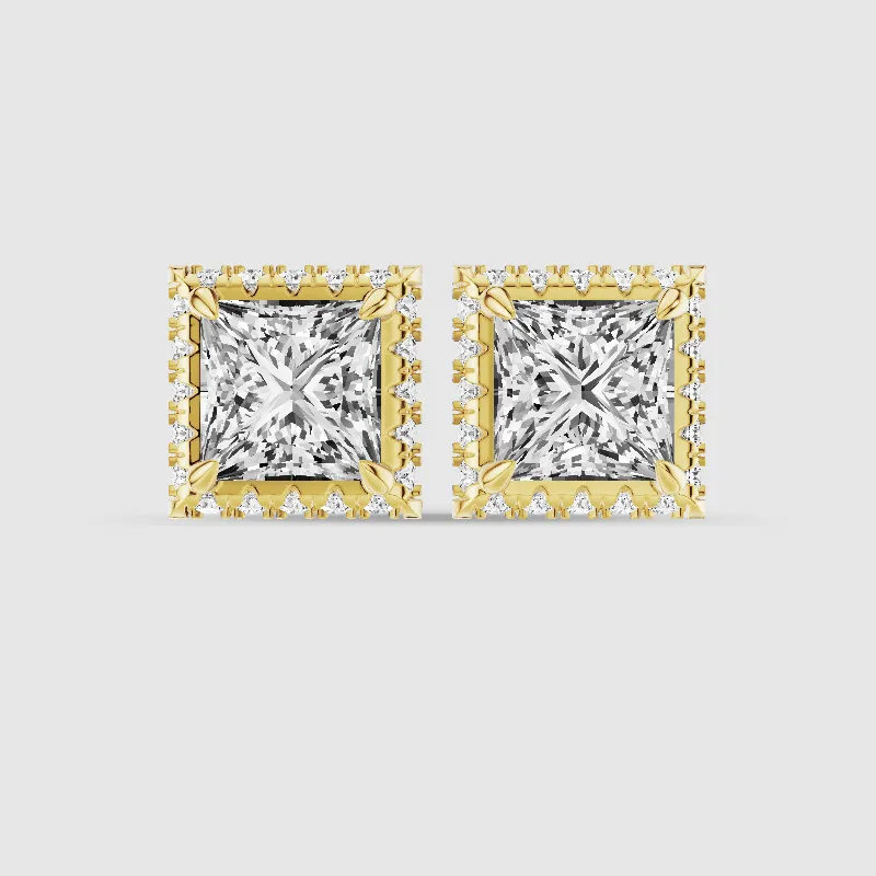 Donut Halo Lab Grown Diamond Studs-Princess