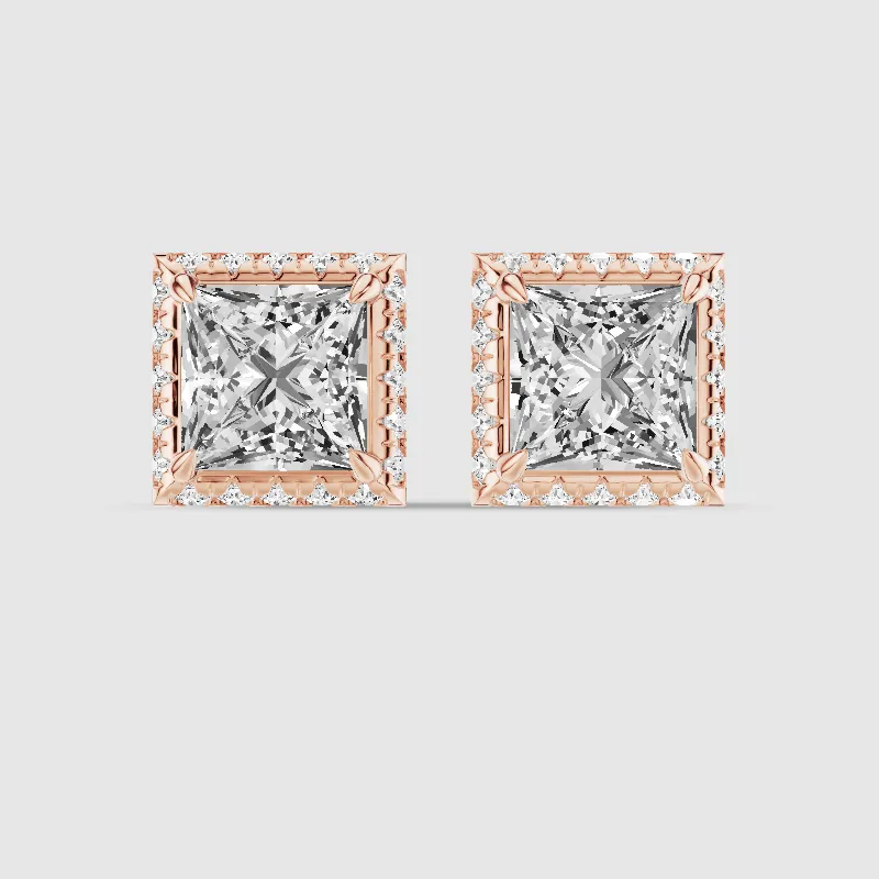Donut Halo Lab Grown Diamond Studs-Princess