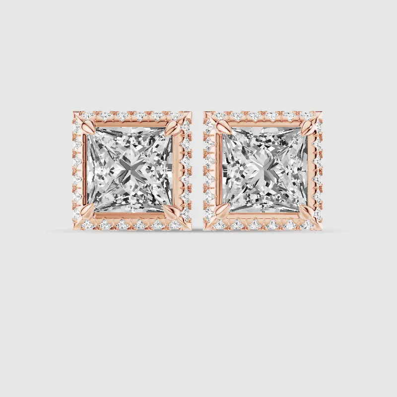 Donut Halo Lab Grown Diamond Studs-Princess