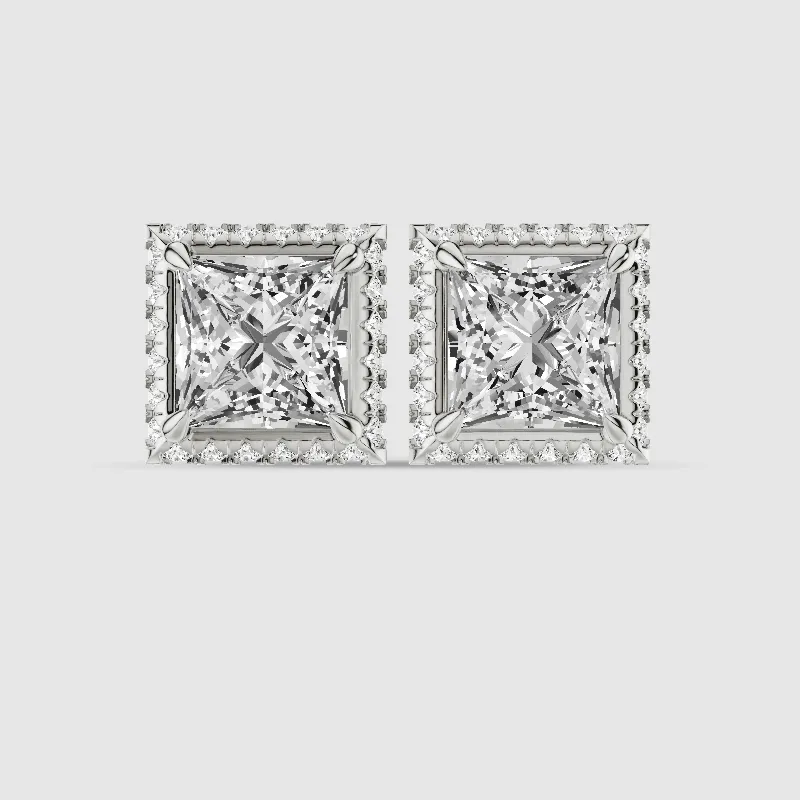 Donut Halo Lab Grown Diamond Studs-Princess