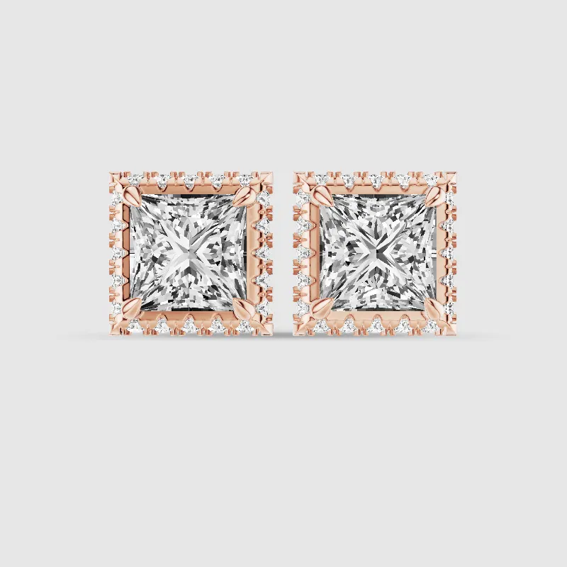 Donut Halo Lab Grown Diamond Studs-Princess