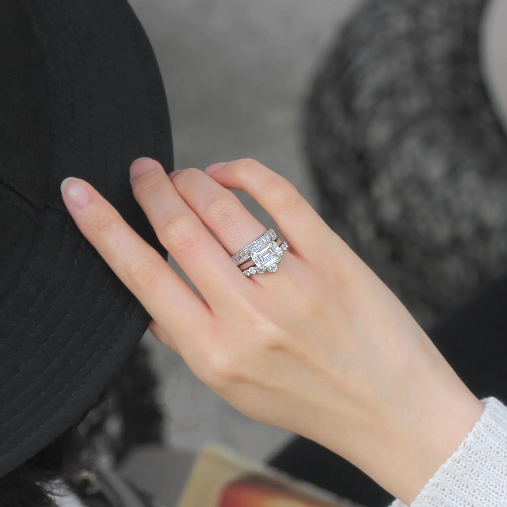Dynamic Duo-Trio Series Radiant Emerald Ring Set