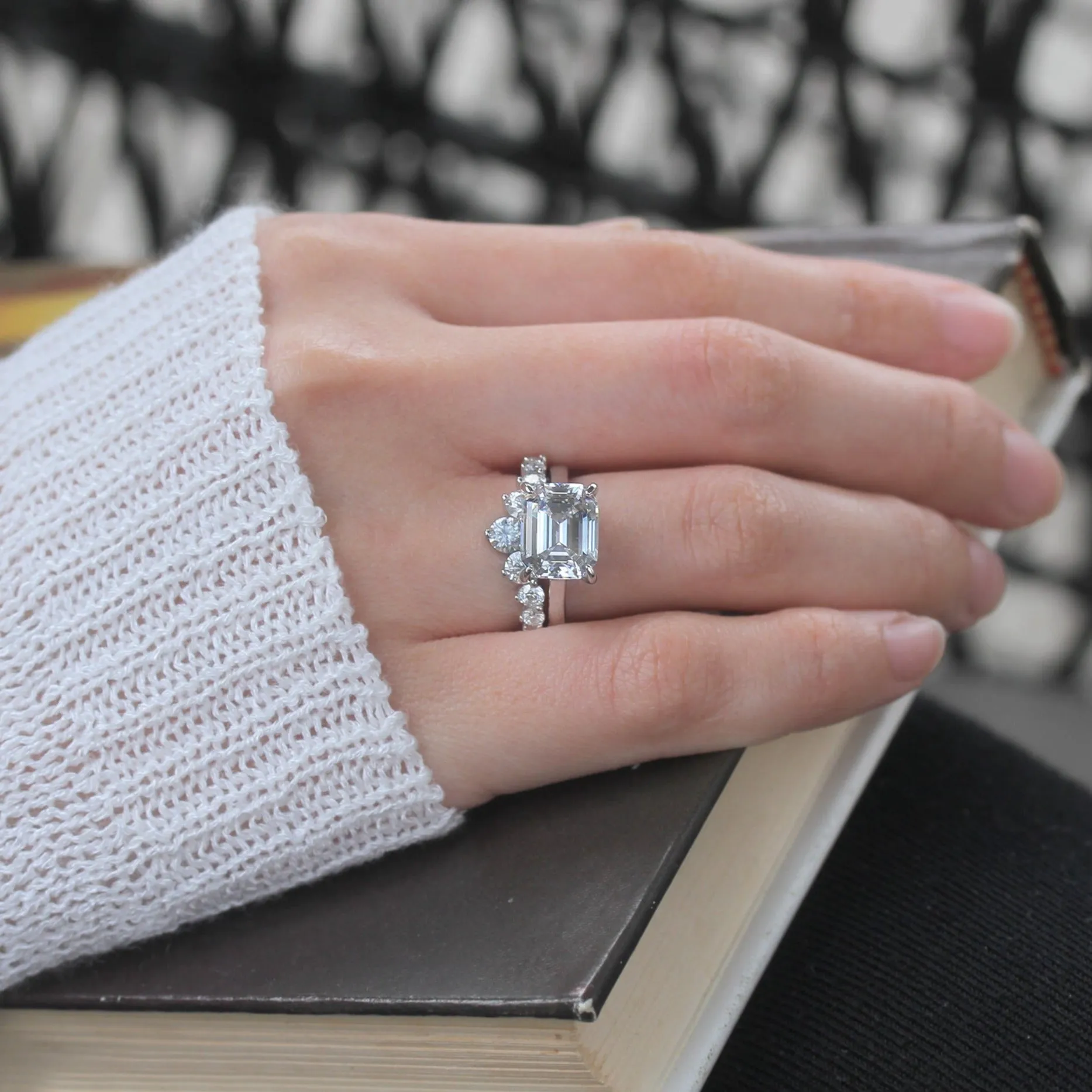 Dynamic Duo-Trio Series Radiant Emerald Ring Set