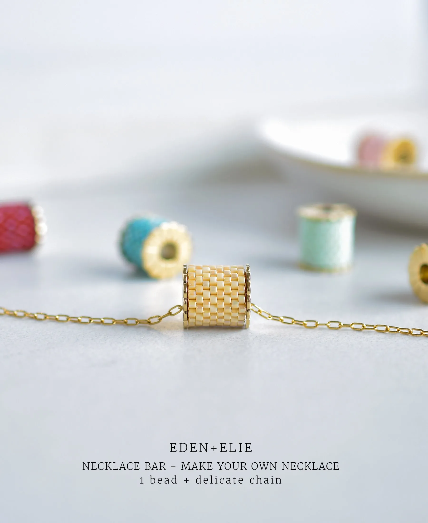 EDEN   ELIE Necklace Bar single bead   optional chain - dahlia purple