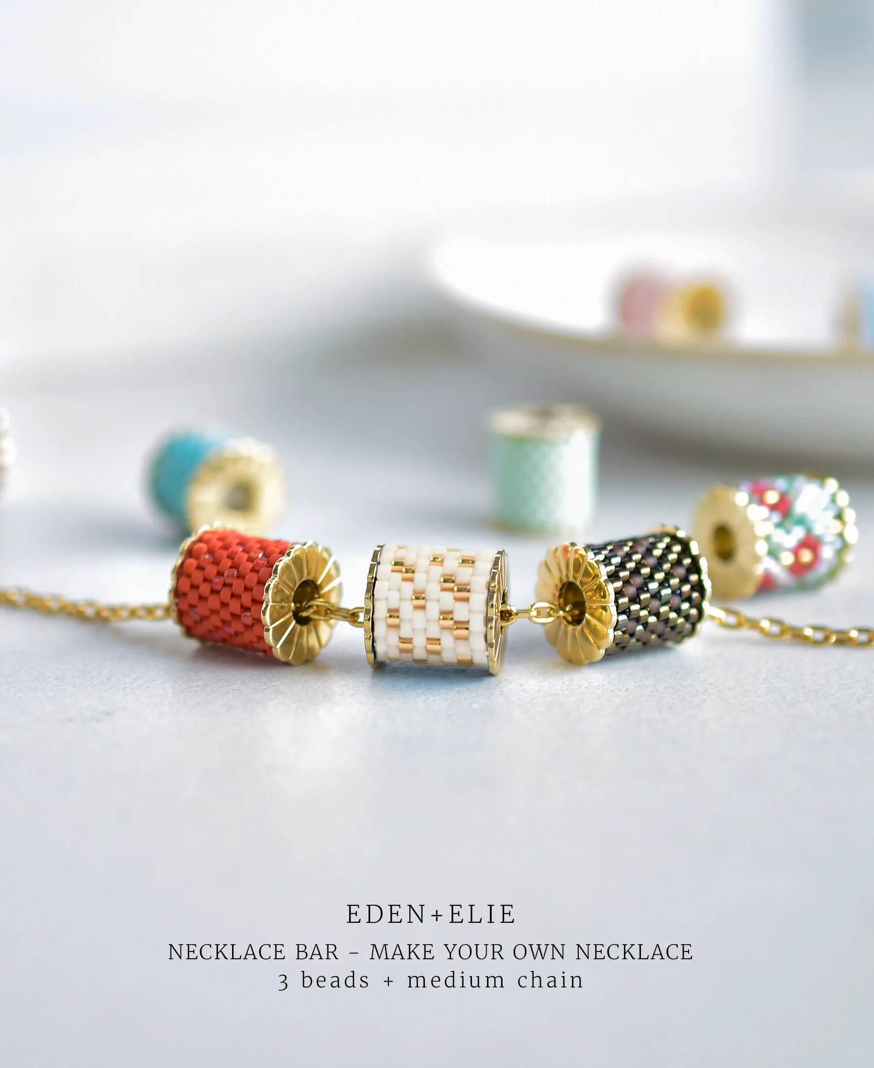 EDEN   ELIE Necklace Bar single bead   optional chain - dahlia purple