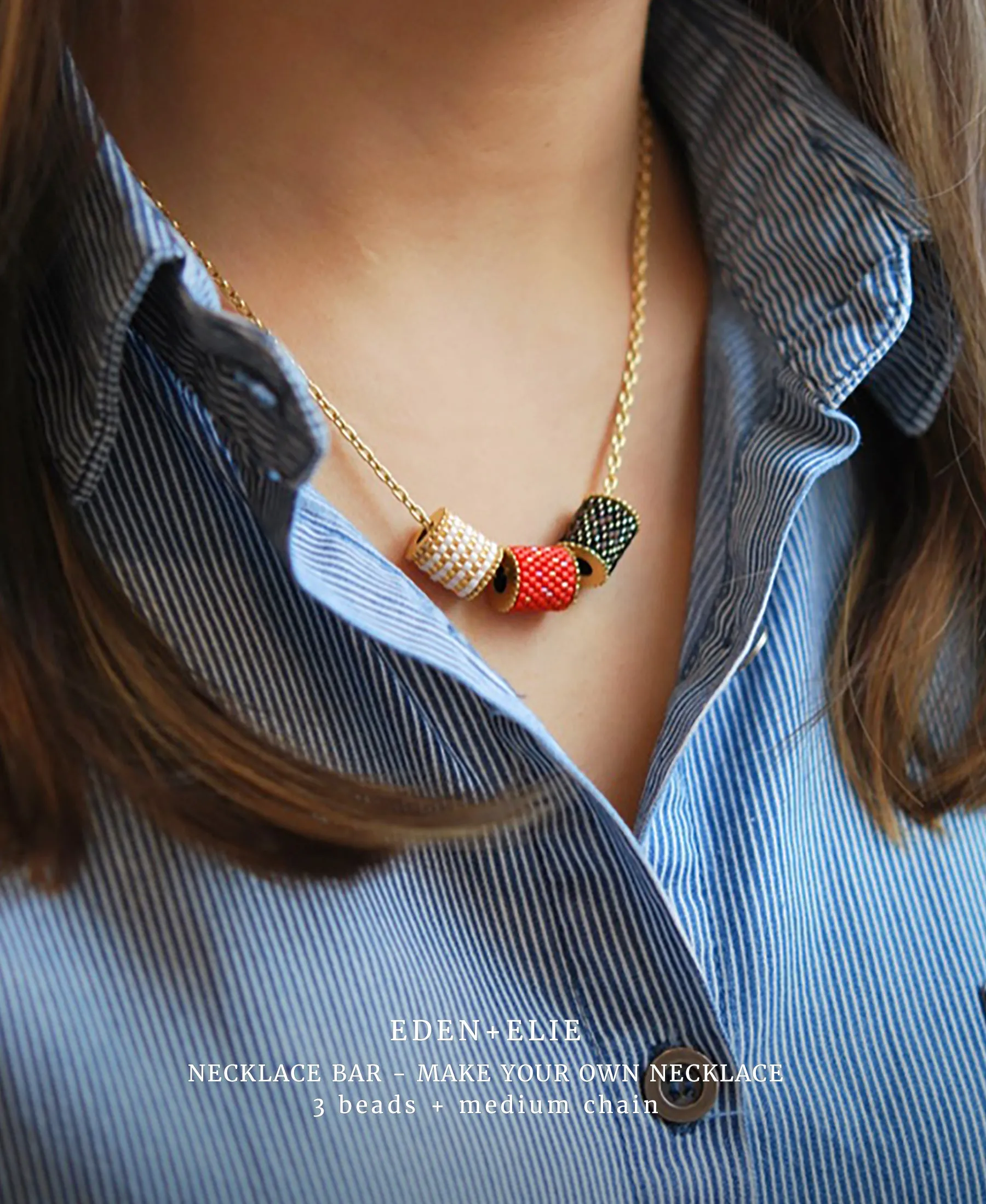 EDEN   ELIE Necklace Bar single bead   optional chain - dahlia purple